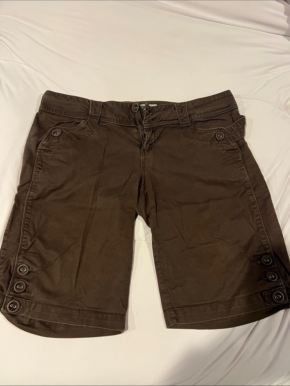 Jolt Brown Women’s Bermuda Shorts with Button Accents
